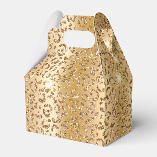 Yellow Glam Gold Glitter Leopard  Favor Boxes