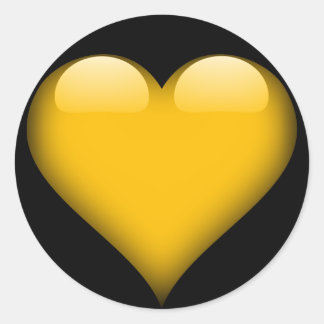Yellow Glass Heart Customizable Classic Round Sticker