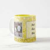 Yellow Glitter 2 Pictures w/Text Design Your Own Two-Tone Coffee Mug (Front Left)