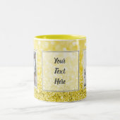 Yellow Glitter 2 Pictures w/Text Design Your Own Two-Tone Coffee Mug (Center)