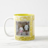 Yellow Glitter 2 Pictures w/Text Design Your Own Two-Tone Coffee Mug (Left)