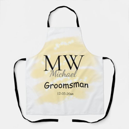 Yellow glitter add your name groomsmen gift throw  apron