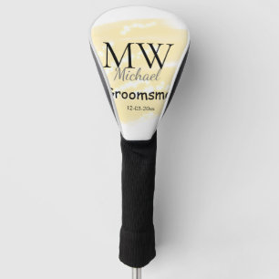 Yellow glitter add your name groomsmen gift throw  golf head cover
