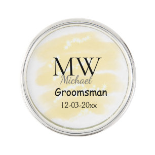 Yellow glitter add your name groomsmen gift throw lapel pin