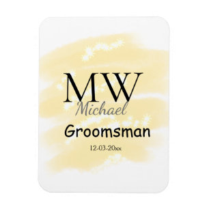 Yellow glitter add your name groomsmen gift throw magnet