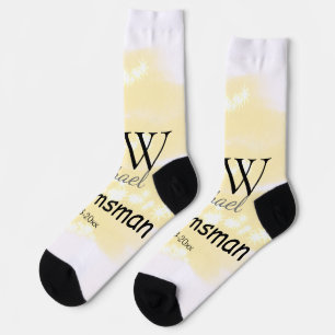 Yellow glitter add your name groomsmen gift throw socks