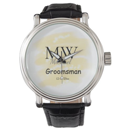 Yellow glitter add your name groomsmen gift throw  watch