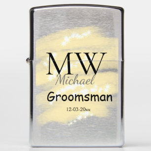 Yellow glitter add your name groomsmen gift throw zippo lighter