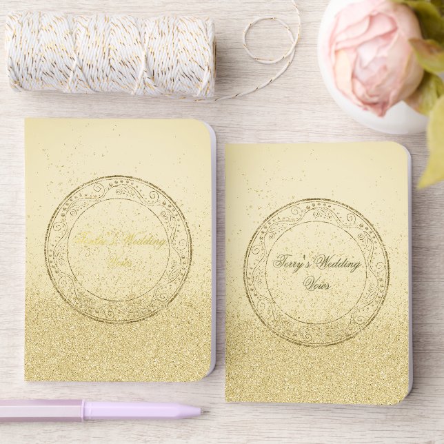 Yellow Glitter and Gold Foil Pocket Notebook Set (Wedding)