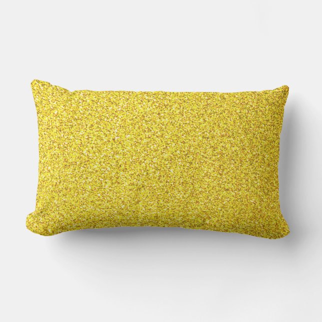 Yellow Glitter Gold Sparkle Patterns Cute Modern Lumbar Pillow (Front)