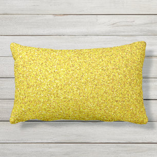 Yellow Glitter Gold Sparkle Patterns Cute Modern Lumbar Pillow