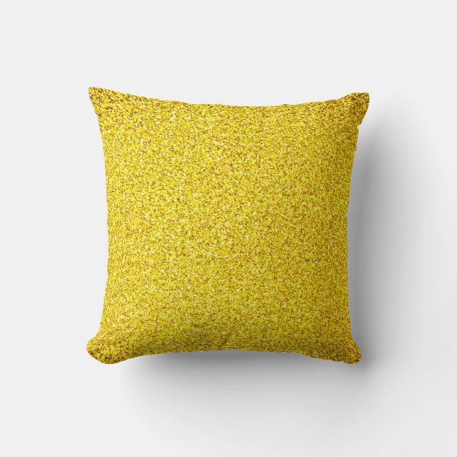 Yellow Glitter Gold Sparkle Patterns Cute Modern Throw Pillow (Front)