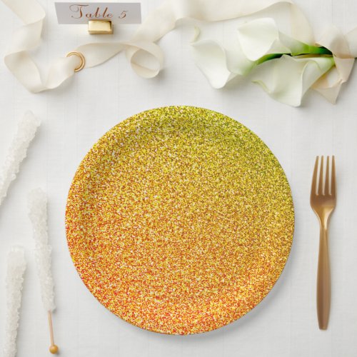 Yellow Glitter Gold Sparkle Wedding Birthday Ombre Paper Plates