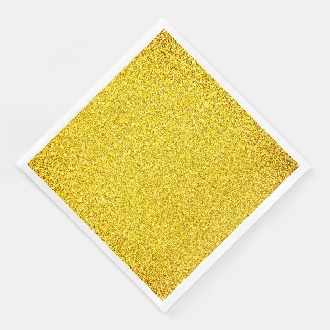 Yellow Glitter Gold Sparkle Weddings Birthday 2022 Paper Dinner Napkins (Corner)