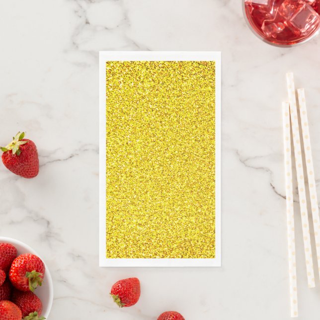 Yellow Glitter Gold Sparkle Weddings Birthday 2022 Paper Guest Towels (Insitu)