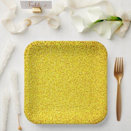 Yellow Glitter Gold Sparkle Weddings Birthday Cool Paper Plates
