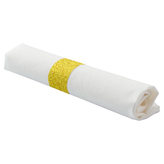 Yellow Glitter Gold Sparkle Weddings Birthday Cute Napkin Bands (Angled)
