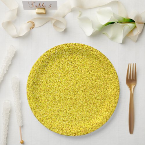 Yellow Glitter Gold Sparkle Weddings Birthday Cute Paper Plates