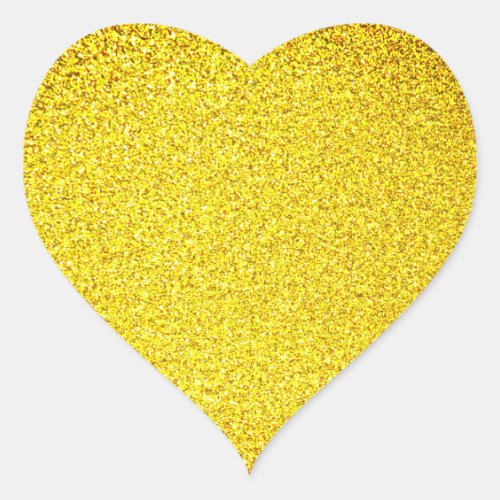 Yellow Glitter Gold Sparkle Weddings Birthdays Heart Sticker