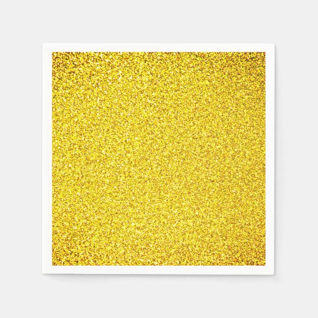Yellow Glitter Gold Sparkle Weddings Birthdays Napkins (Front)