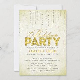 Yellow Glitter Look Bachelorette Party Invitation