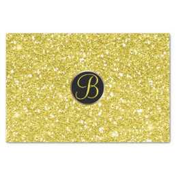 Yellow Glitter Sparkle Glam Monogram Initial Tissue Paper