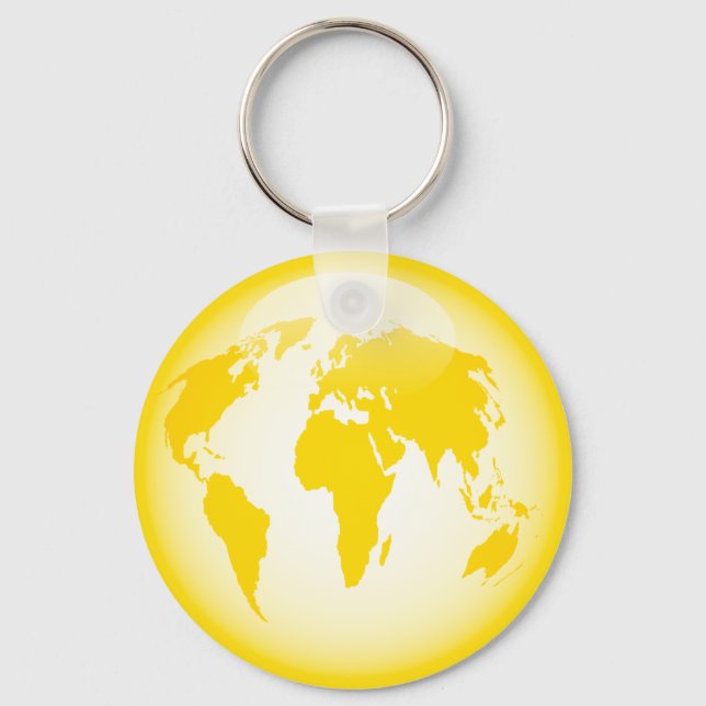 Yellow Glossy Globe Keychain (Front)