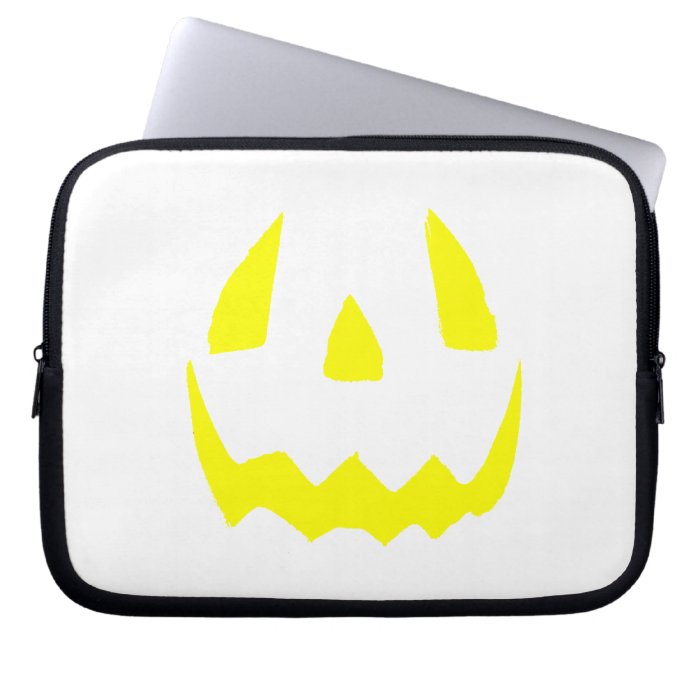 Yellow Glow Face Happy Halloween Laptop Computer Sleeves