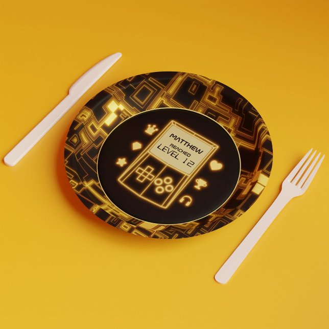 Yellow Glow Handheld Console Paper Plates (Yellow Glow Handheld Console Paper Plates)