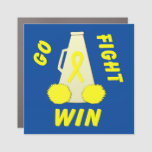 Yellow Go Fight Win Ribbon Car Magnet