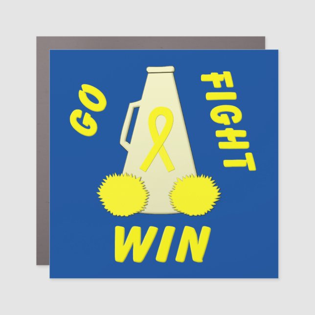 Yellow Go Fight Win Ribbon Car Magnet (Front)