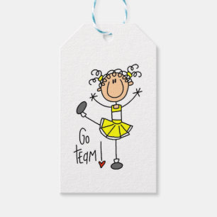 Yellow Go Team Cheerleader Gift Tags