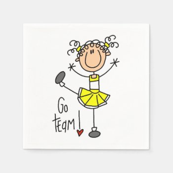 Yellow Go Team Cheerleader Paper Napkins by stick_figures at Zazzle