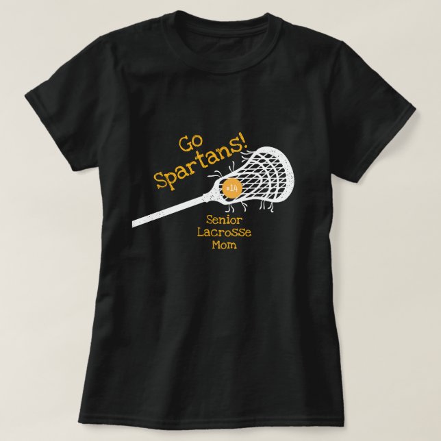Yellow Go Team Lacrosse Mom T-Shirt (Design Front)