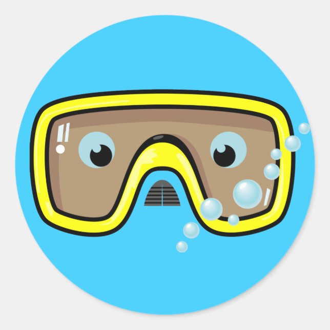 Yellow Goggles Classic Round Sticker (Front)