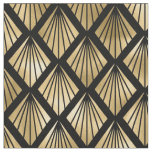 Yellow Gold and Black Art Deco Diamond Pattern Fabric
