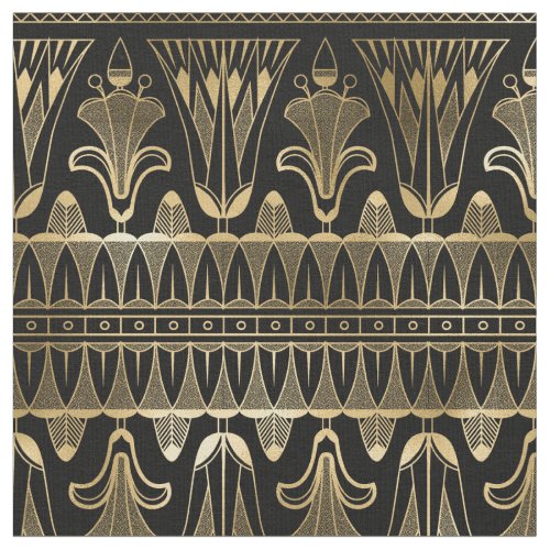 Yellow Gold and Black Art Deco Fabric