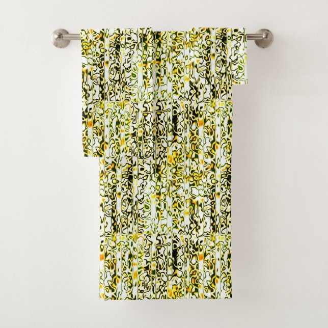 Yellow Gold and Black Cheetah Print Towel Set  (Insitu)