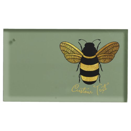 YELLOW GOLD AND BLACK COLOR BUMBLE BEE WINGS GREEN PLACE CARD HOLDER