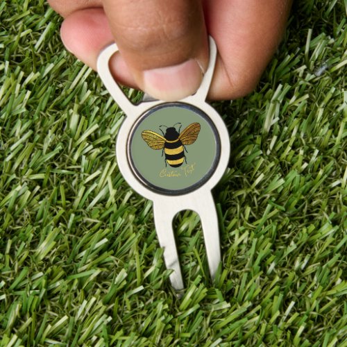 YELLOW GOLD AND BLACK COLOR BUMBLE BEE WINGS TEXT DIVOT TOOL