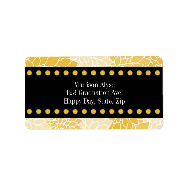 Yellow / Gold And Black Floral Address Labels
