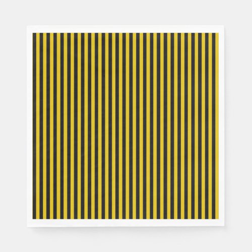 Yellow Gold and Black Plaid Striped Paper Napkins