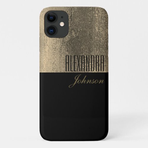 Yellow Gold and Black Simple Name iPhone 11 Case