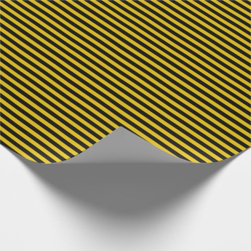 Yellow Gold and Black Striped Wrapping Paper