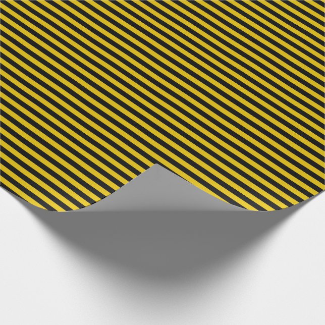 Yellow Gold and Black Striped Wrapping Paper (Corner)