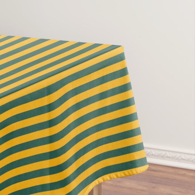 Yellow Gold and Green Stripe Tablecloth (In Situ)