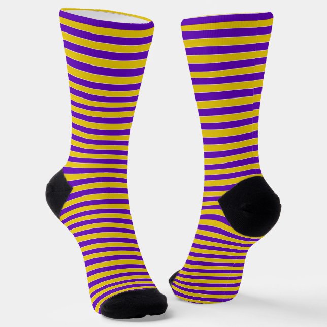 Yellow Gold and Purple Striped Socks (Angled)