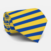 Yellow-Gold and Royal Blue Horizontal Striped Tie (Rolled)