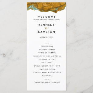 Yellow Gold & Aqua Marble Wedding Program