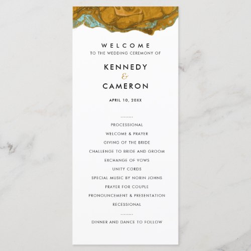 Yellow Gold  Aqua Marble Wedding Program